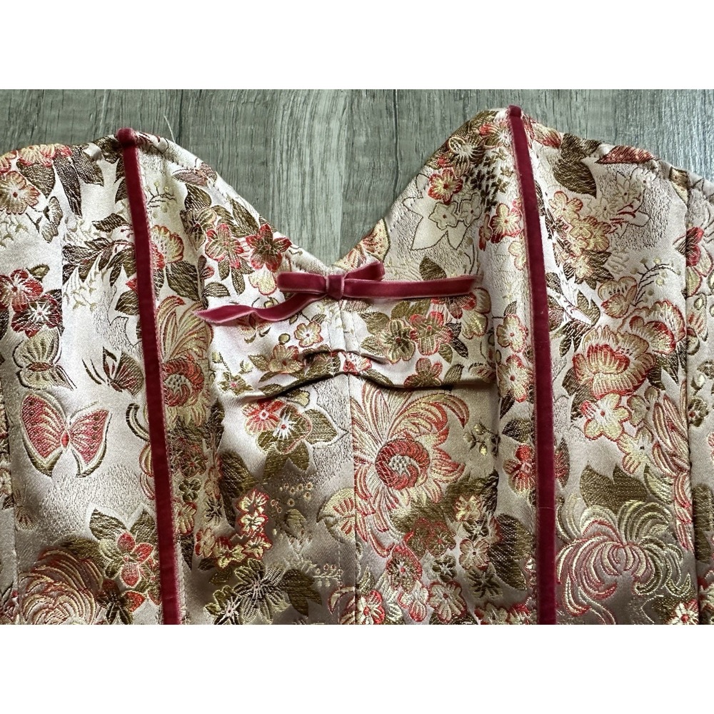 Betsy Johnson Strapless Brocade Butterfly Pink Velvet Sweetheart Corset Size 6 - Picture 2 of 16